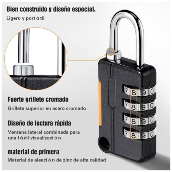 Traditional Mechanical Combination Lock | High Security Anti-theft Lock for Doors, Cabinets, and Warehouses - Imagen 2