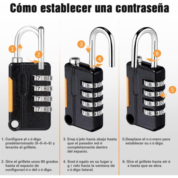 Traditional Mechanical Combination Lock | High Security Anti-theft Lock for Doors, Cabinets, and Warehouses - Imagen 7