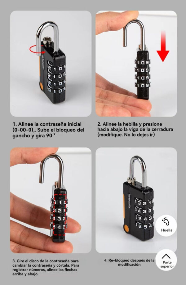 Traditional Mechanical Combination Lock | High Security Anti-theft Lock for Doors, Cabinets, and Warehouses - Imagen 4