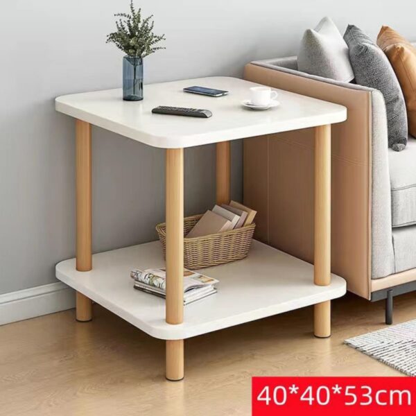 Double-layer Nightstand | Modern minimalist design with drawers and open shelves, perfect for bedroom storage. - Imagen 3