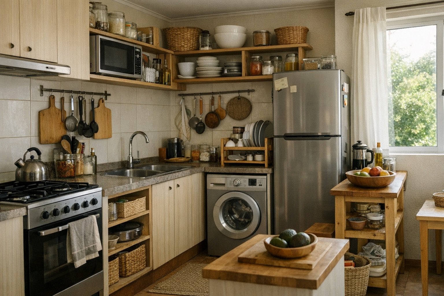 Cuándo conviene elegir una alternativa más funcional - ejemplo visual para cómo organizar una cocina pequeña