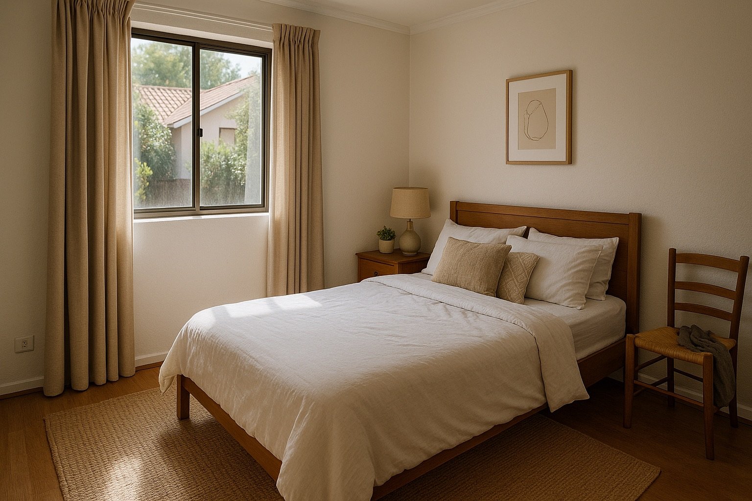 Errores comunes que conviene evitar antes de comprar o decorar - ejemplo visual para cómo hacer que un dormitorio se vea más ordenado