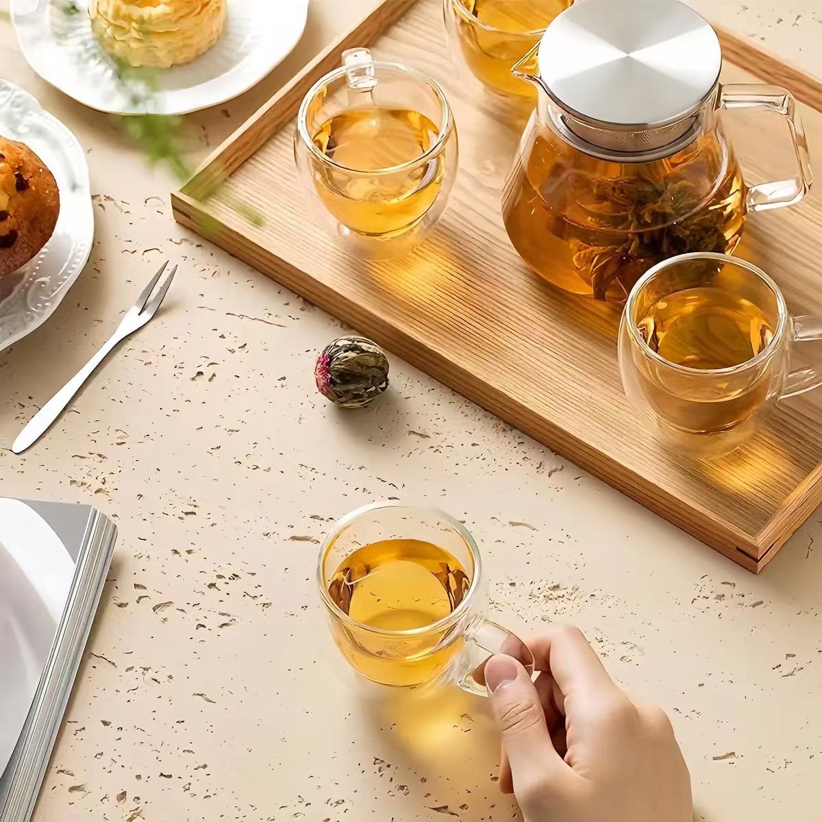 Taza de café de vidrio térmico de doble pared de 250 ml
